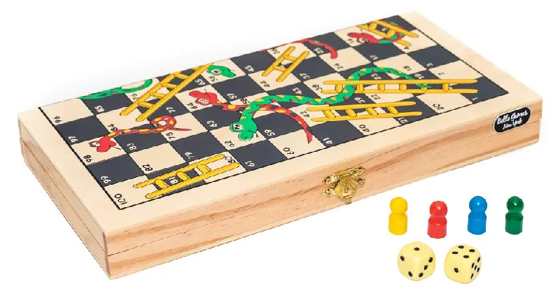 Classic Wooden Snakes & Ladders