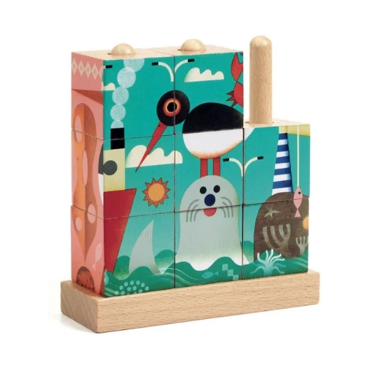 Djeco 9 Wooden Blocks Puzzle - Puzz-Up Sea