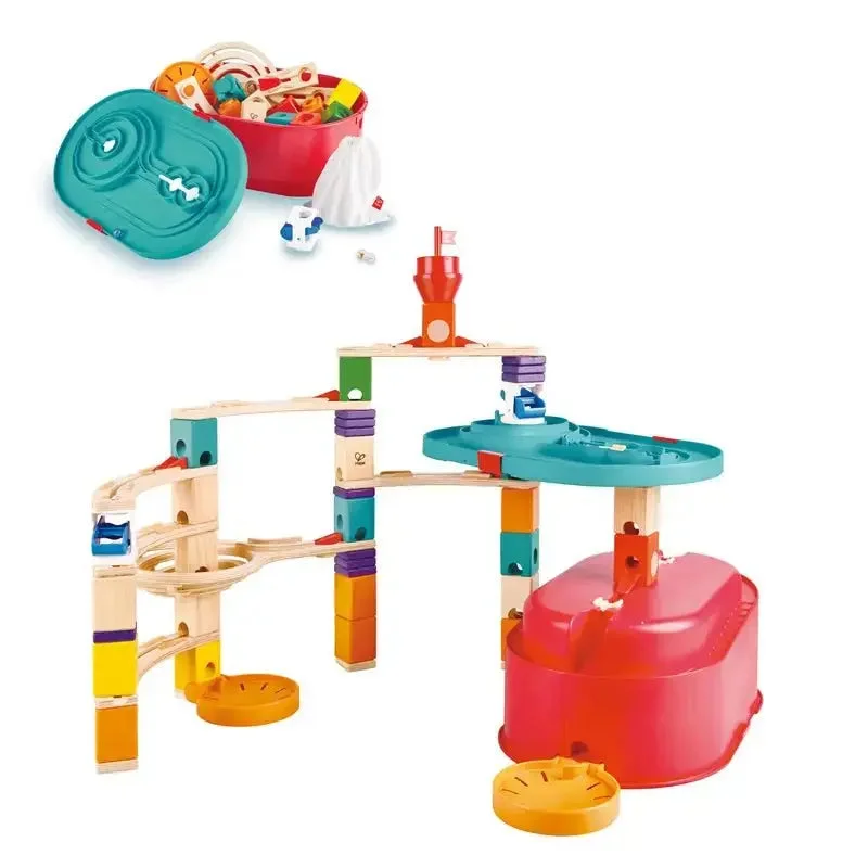 Hape Quadrilla Stack Track Bucket Set Wooden Marble Run Blocks