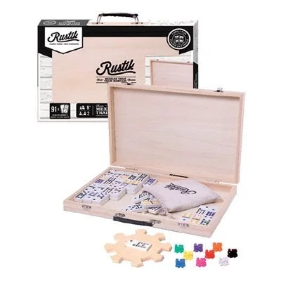 Rustik Classic Mexican Train Dominoe Set Wooden Case