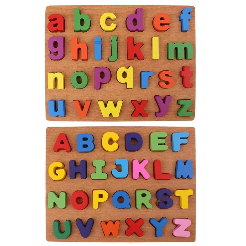 Wooden 3D Puzzle Letters Toys Kids Baby Alphabet Early Educational Toys for Children Wood Toy  Gift