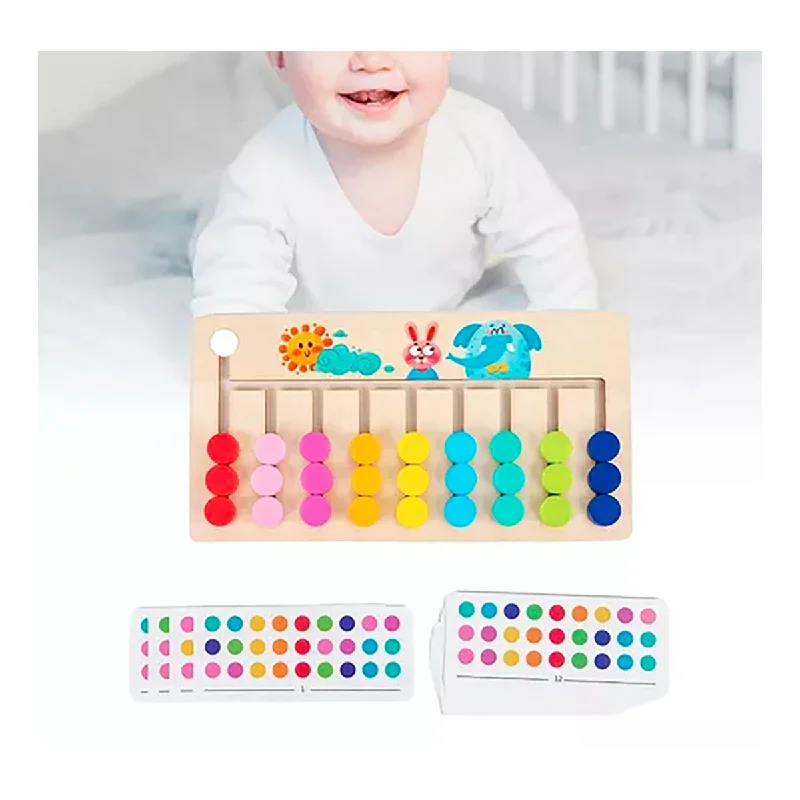 Montessori Slide Puzzle Wooden 9 Colors Educational Puzzle Game for Kids