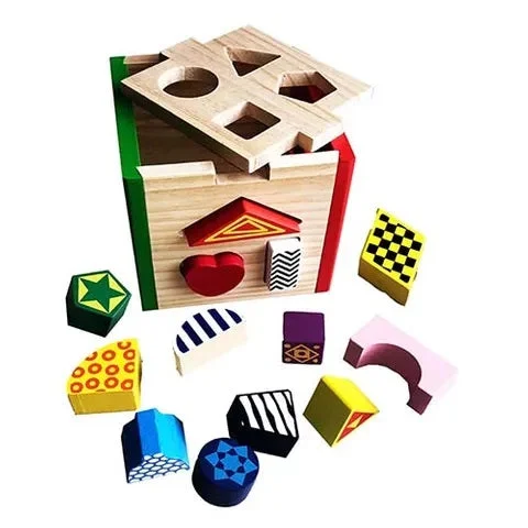 Cube shape sorter wooden