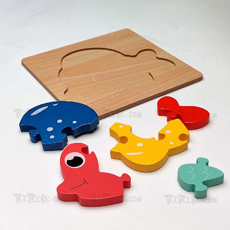 Cute Small Wooden Learning Puzzles Animals Objects for Kids