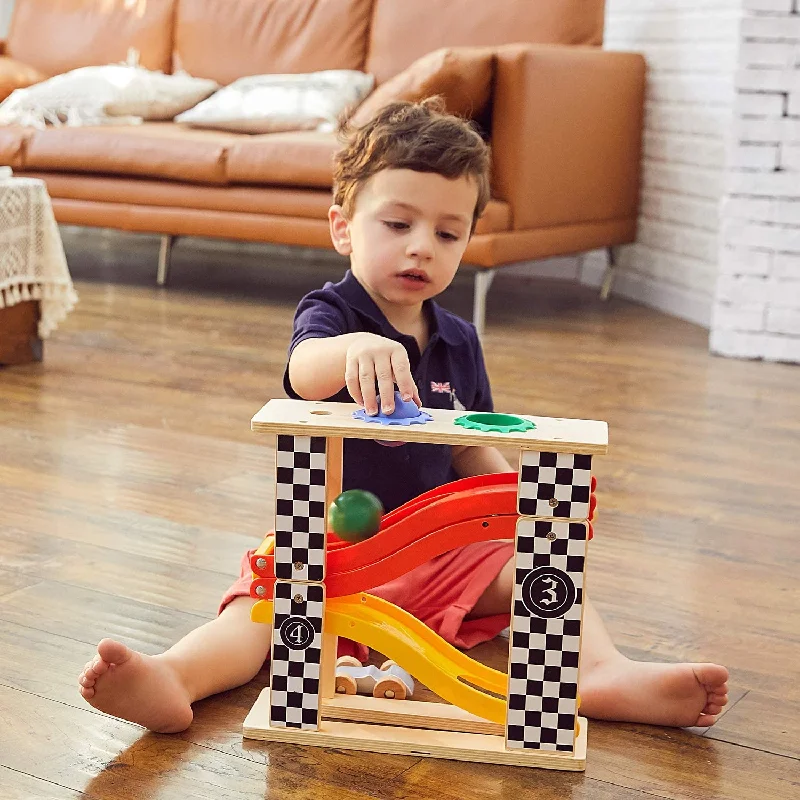 ECO-FRIENDLY Wooden 2 in 1 racing track & pounding bench