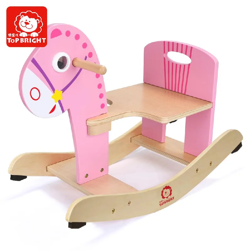 ECO-FRIENDLY wooden Rocking Animal Pink for Indoor & Outdoor Activities