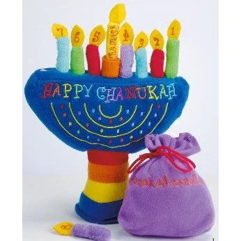 My Soft Plush Menorah Set - 1 Menorah, 9 Candles, 1 Pouch