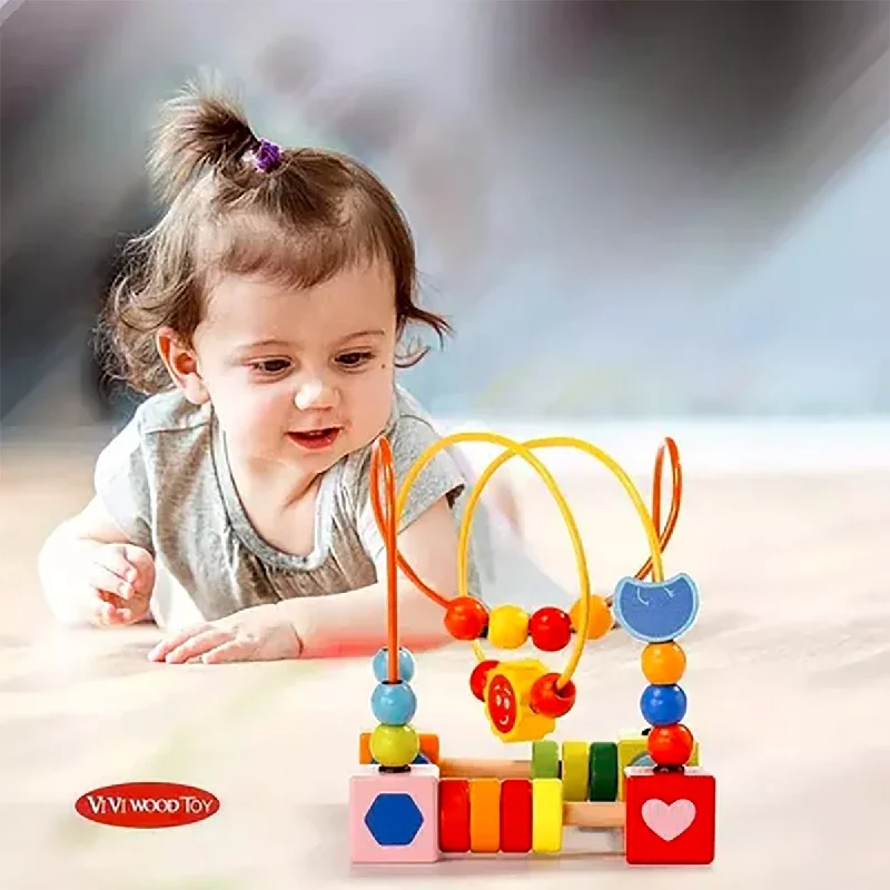 Wooden Activity Cube Toy Colourful Bead Maze for Kids