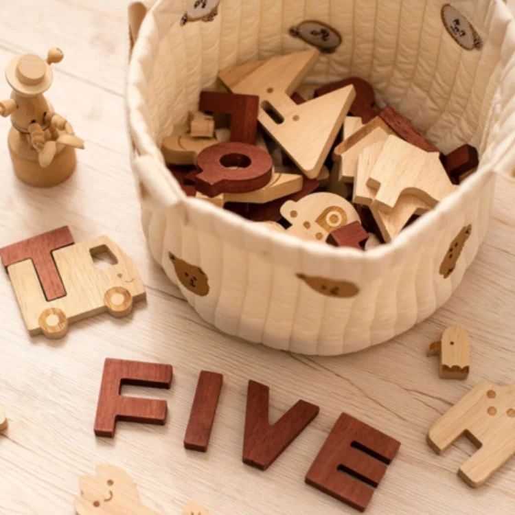 Wooden Alphabet Building Blocks Kit