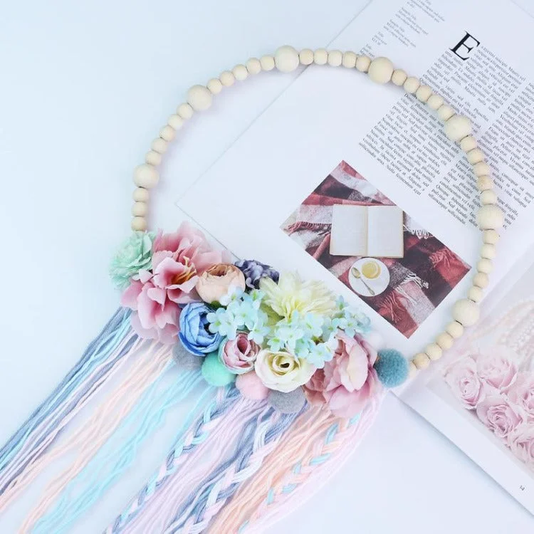 Wooden Beads Garland with Tassel Spring