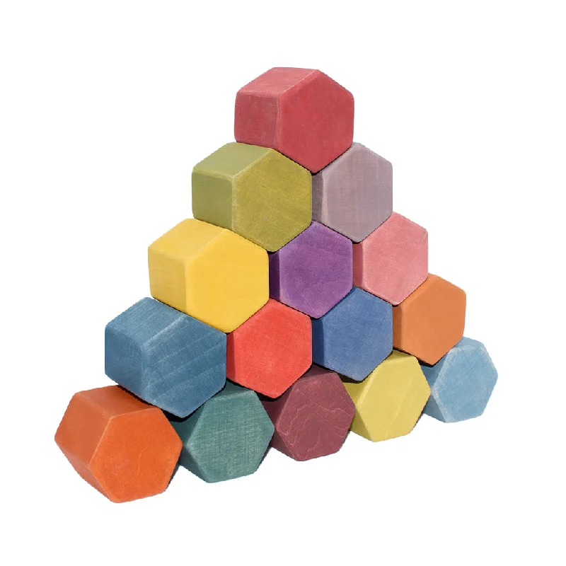 Wooden Honeycomb Blocks - Coloured