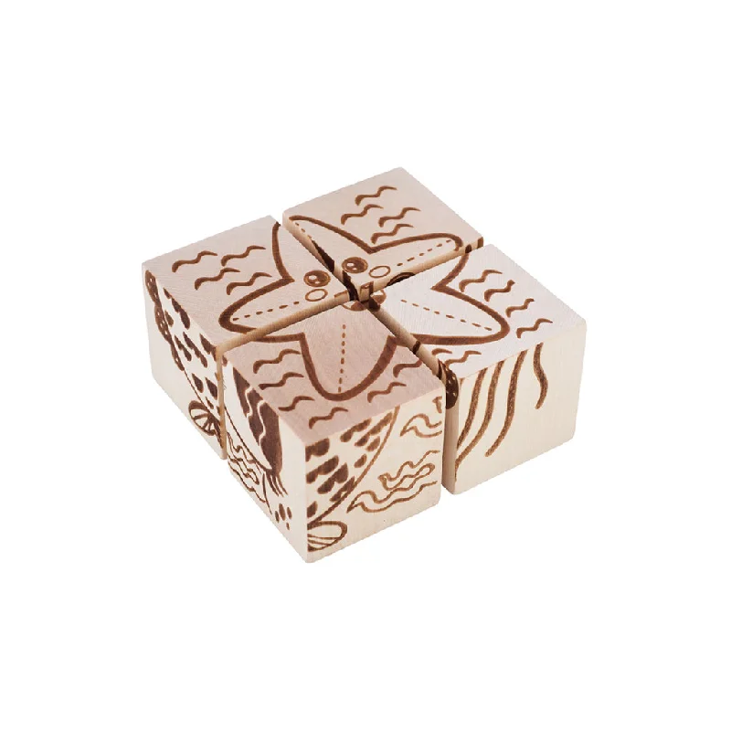 Wooden Cube Puzzle - Sea Creatures