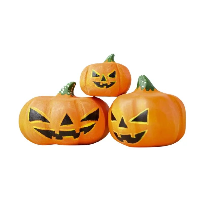 Wooden Halloween Pumpkins - Set of 3