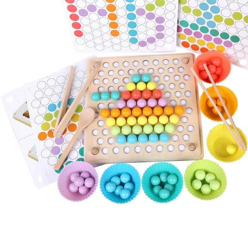 Wooden Peg Board Beads Game