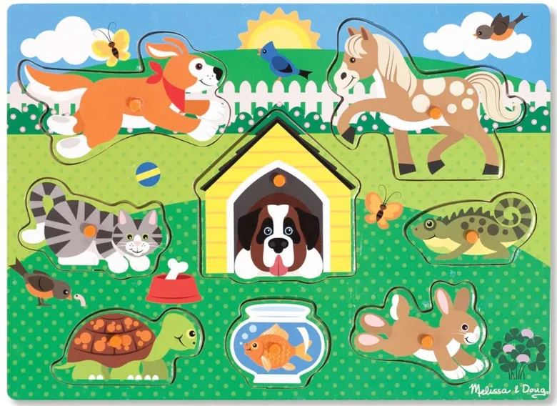 Wooden Peg Puzzle - Pets