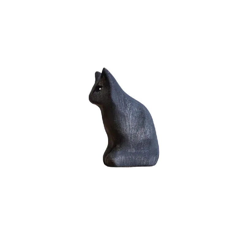 Wooden Sitting Cat - Black