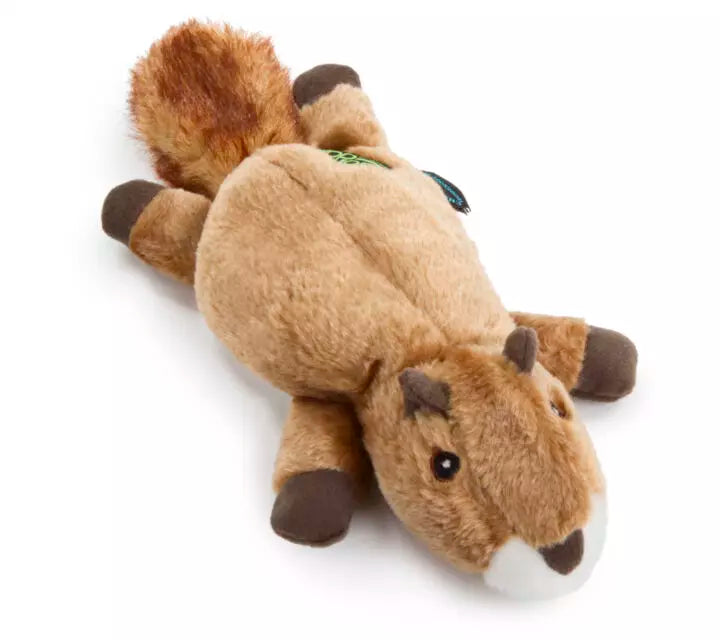 goDog Flatz Flattie Durable Plush Dog Toy, Squirrel