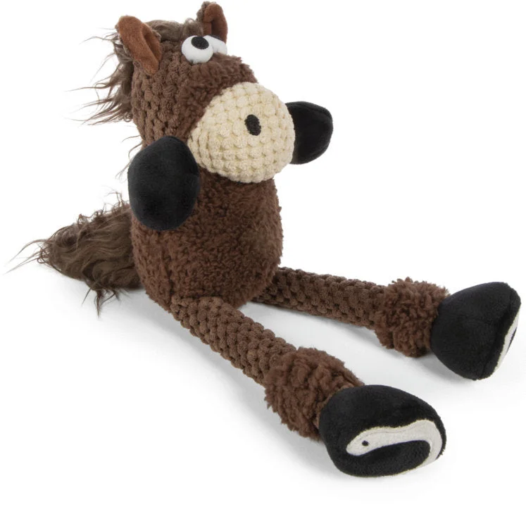 goDog Skinny Horse Durable Squeaky Plush Dog Toy