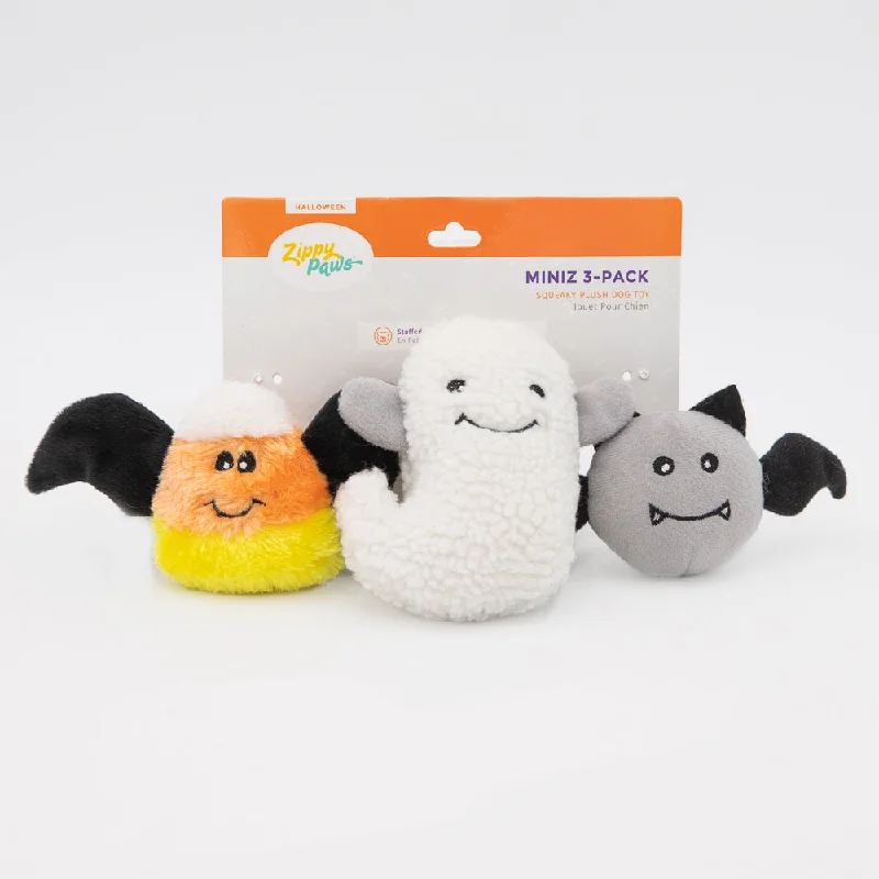 Zippy Paws Halloween 2024 Miniz Flying Frights Plush Dog Toy, 3pk