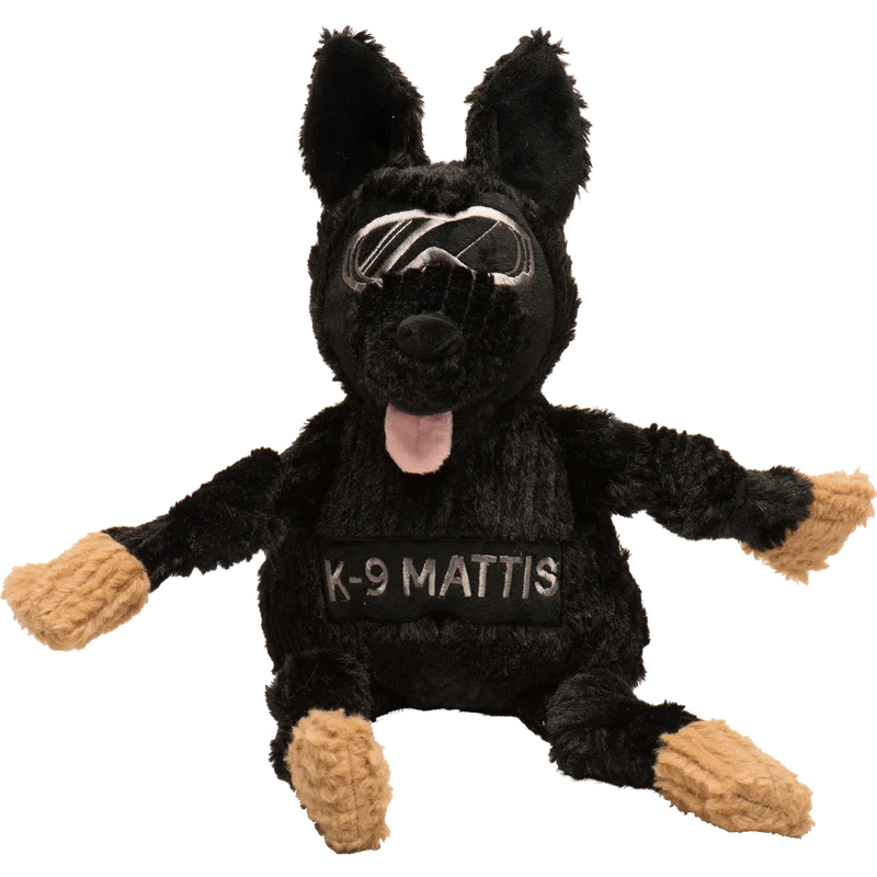 HuggleHounds HuggleCause Project K-9 Hero Durable Squeaky Plush Dog Toy, K-9 Mattis