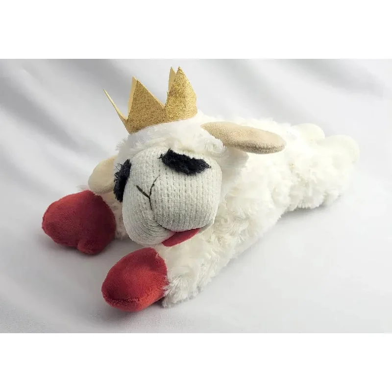 Multipet Lambchop with Crown Plush Dog Toy Medium 10.5"