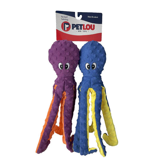 Petlou Dotty Friends Twin Pack Octopus (Blue & Purple) Plush Dog Toy, 16"