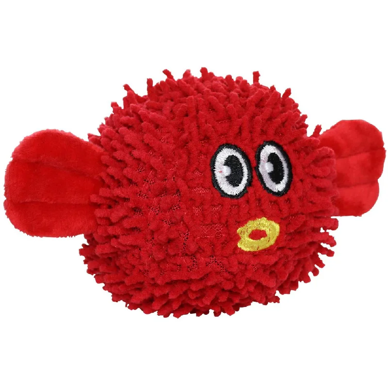 Tuffy Mighty Microfiber Ball Durable Squeaky Plush Dog Toy, Blow Fish