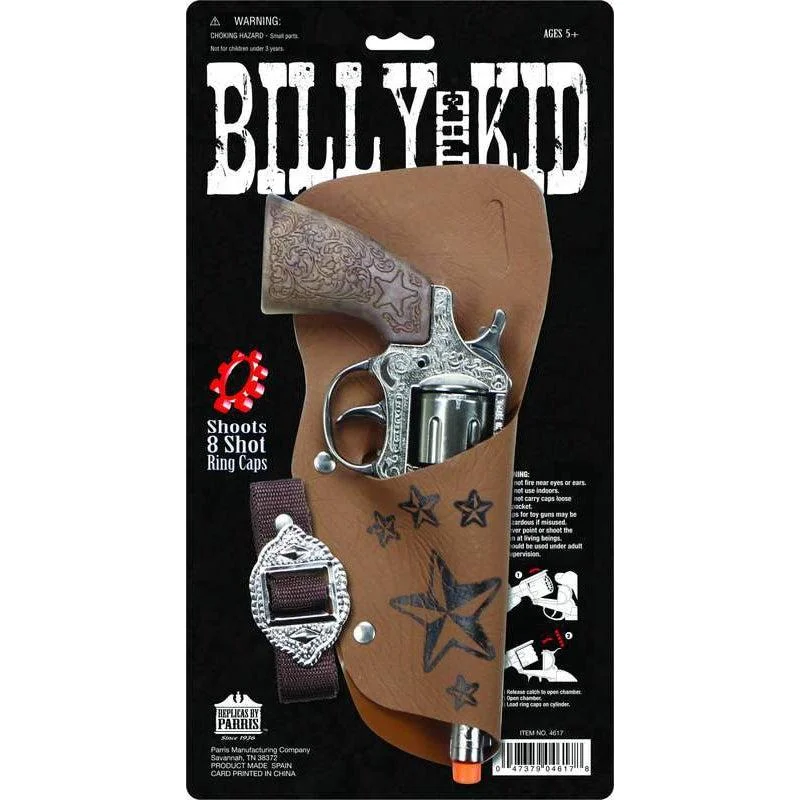 Billy the Kid 8 Shot Ring Cap, includes Diecast Metal Cap Gun, Holster & Belt - 8.5" Long