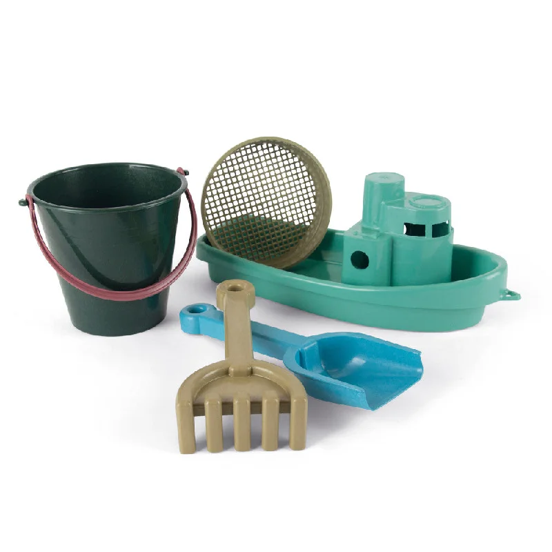 Dantoy - Blue Marine Toys Boat & Sand Playset - Eco-Friendly 5pc Set for Toddlers