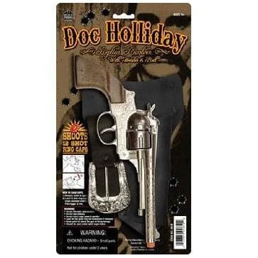 Diecast Pistol Western Doc Holiday Holster Set Cap Gun 10.5" Long