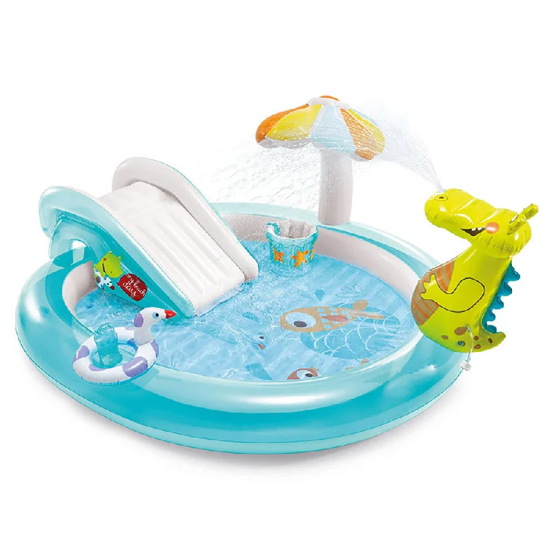 Intex Gator Inflatable Pool Play Center with Slide and Water Sprayer