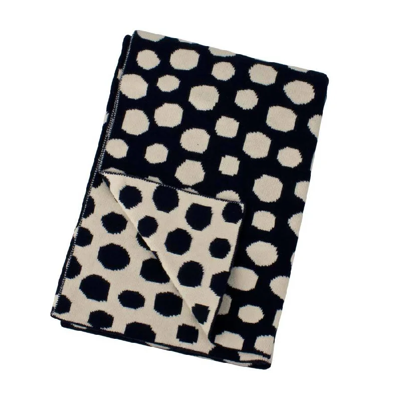 Navy & Cream Spot Cotton Baby Blanket