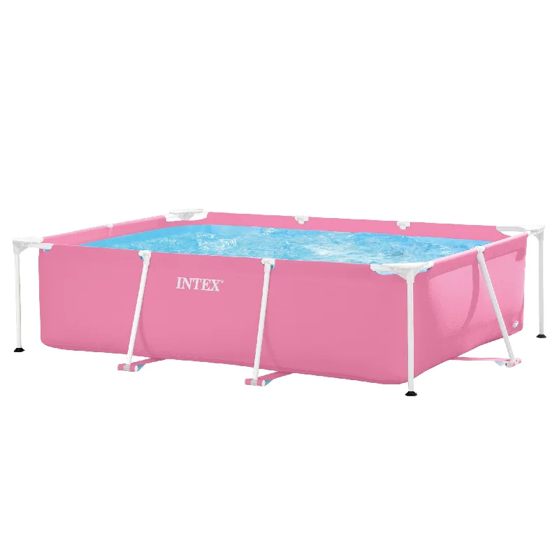 Rectangular Metal Frame Pool 220 x 150cm - Pink