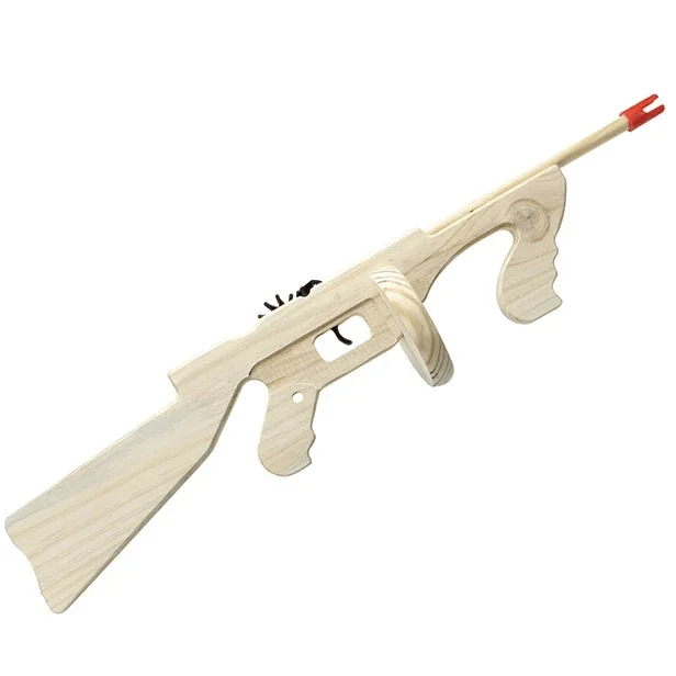 Rubber Band Gun Tommy Gun 29" Long Solid Wood 12 Shot