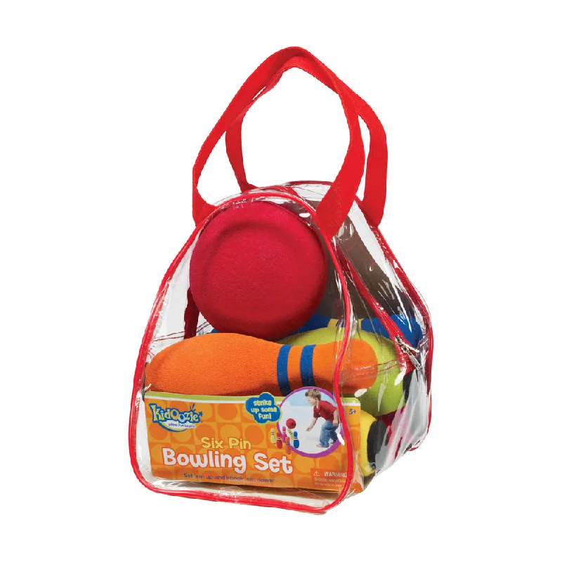 Kidoozie Colorful Six Pin Bowling Set with Foam Ball and Zippered Storage