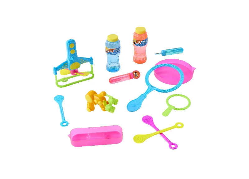 Sizzlin Cool 13-Piece Bubble Play Set with Light-Up Blower and Giant Wands