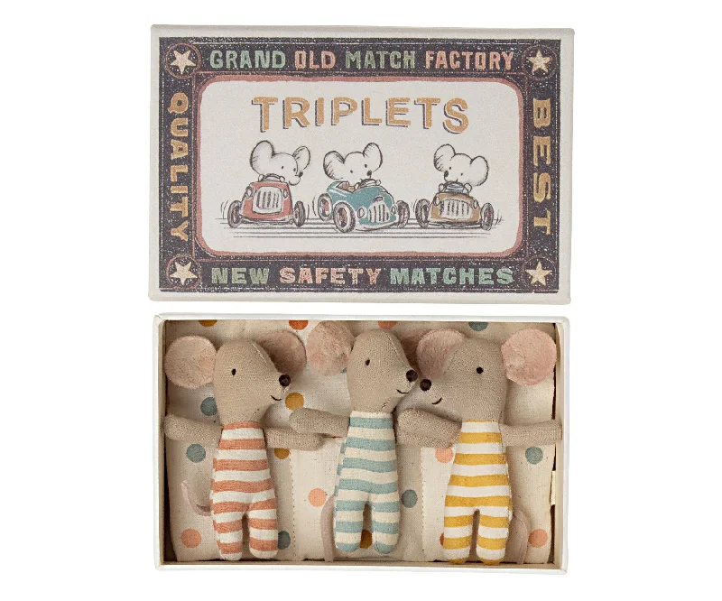 Triplets, Baby Mice in Matchbox by Maileg