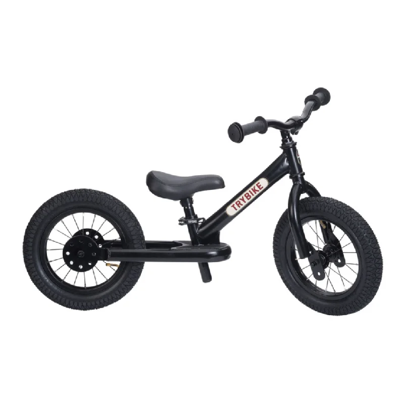 Trybike 2 In 1 Steel Balance Bike - Black