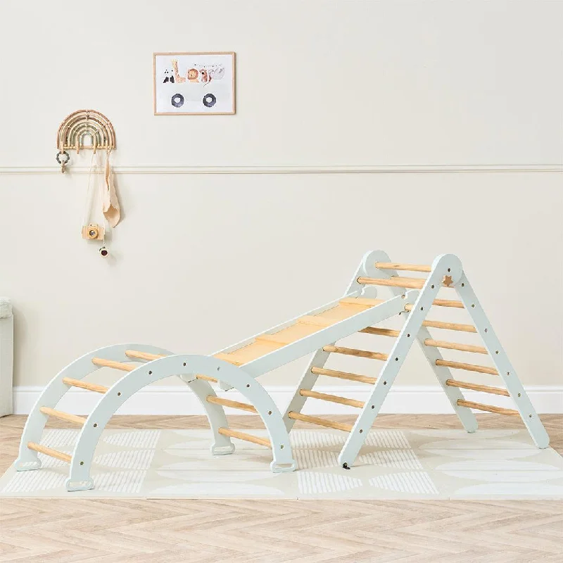 Tutti Bambini Scala Montessori 3 In 1 Pikler Climbing Frame With Climbing Wall  - Sea Mist