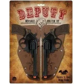 Western Deputy Double Holster Set Cap Guns 8.5" Long