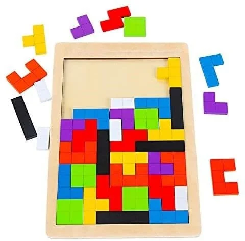 40 Pieces Wooden Blocks Puzzle Brain Teasers For Kids Montessori Model