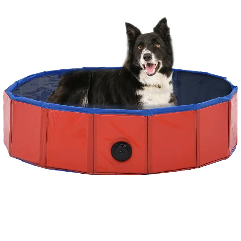 Foldable Dog Swimming Pool Red PVC S